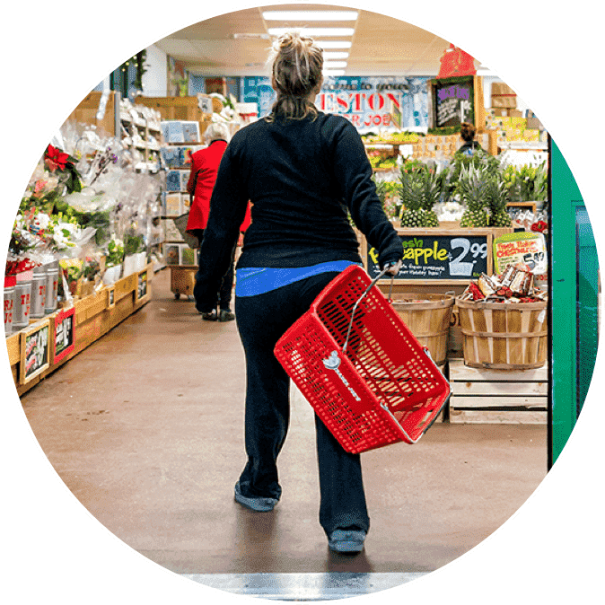 An informed consumer is shopping at a local grocery store